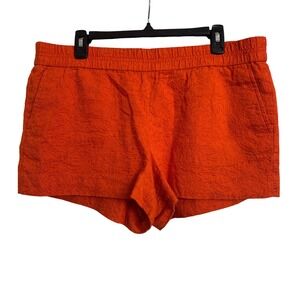 J.Crew Orange Paisley Jacquard Pull On Shorts 14 Elastic Waist Pocket